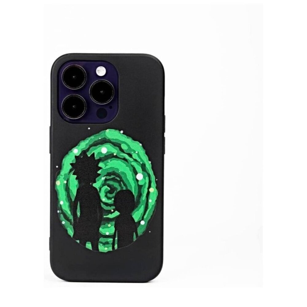 New Rick & Morty iPhone 14 Pro Cell Phone Case Black Green H3